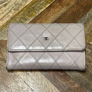 CHANEL lambskin light pink flap card case holder mini CC